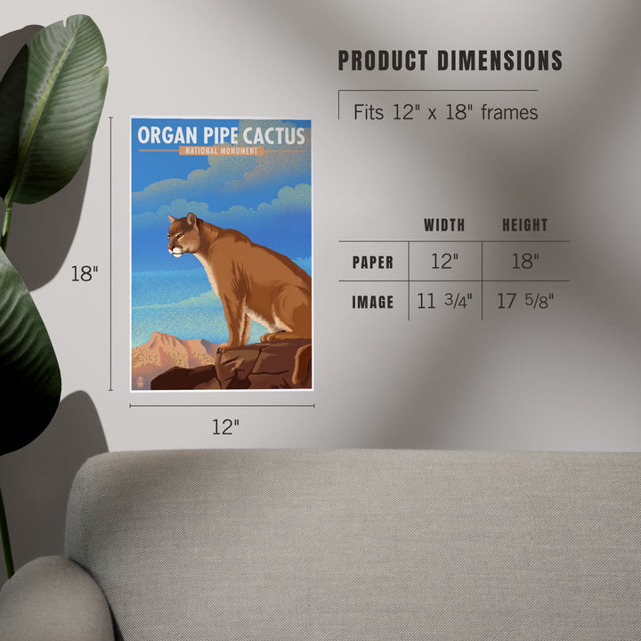 Organ Pipe Cactus National Monument, Arizona, Mountain Lion, Lithograph, Art & Giclee Prints