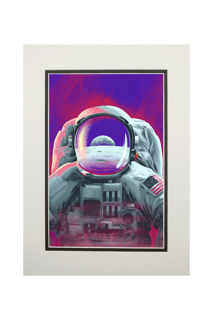 Because, Science Collection, Astronaut, Moon Reflection, Art & Giclee Prints Art Lantern Press 11 x 14 Matted Art Print 