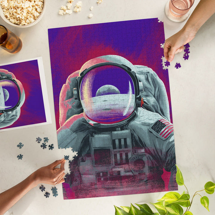 Because, Science Collection, Astronaut, Moon Reflection, Jigsaw Puzzle Puzzle Lantern Press 