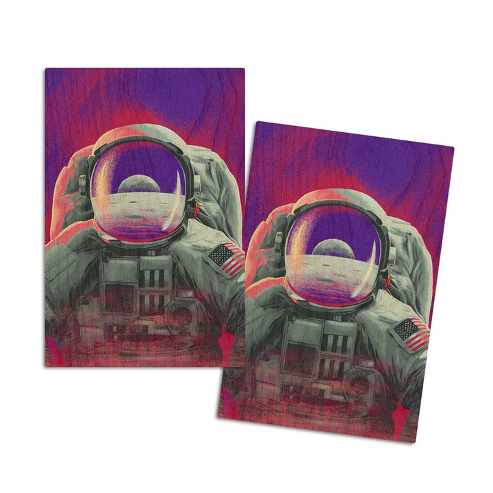 Because, Science Collection, Astronaut, Moon Reflection, Wood Signs and Postcards Wood Lantern Press 4x6 Wood Postcard Set 