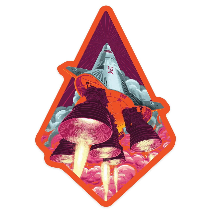 Because, Science Collection, Rocket Launch, Contour, Vinyl Sticker Sticker Lantern Press 