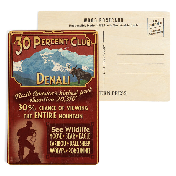 Denali National Park, Alaska, 30% Club Vintage, Wood Sign and Postcards