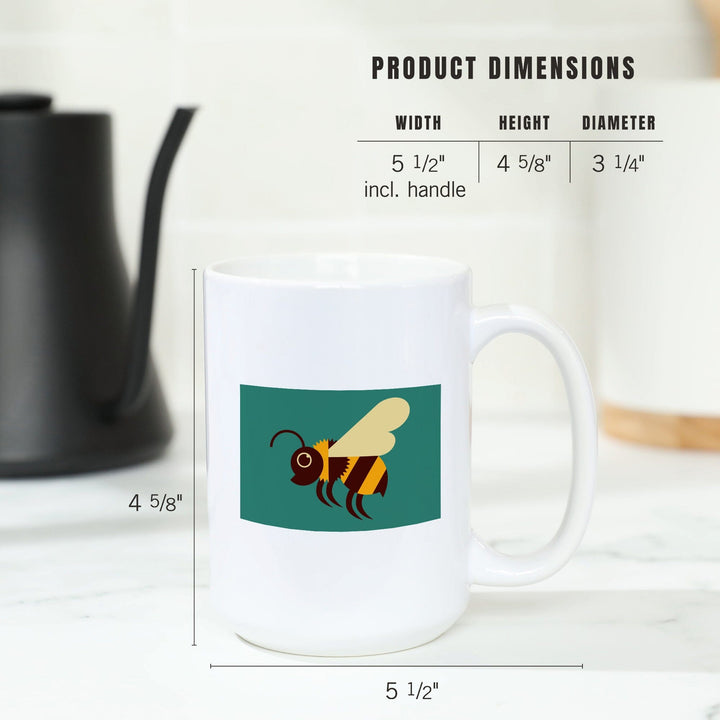 Bee, Geometric, Contour, Lantern Press Artwork, Ceramic Mug Mugs Lantern Press 