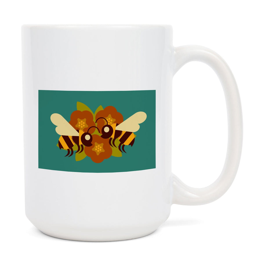 Bee Geometric, Lantern Press Artwork, Ceramic Mug Mugs Lantern Press 