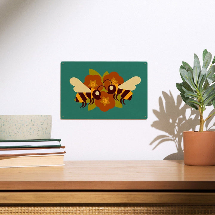 Bee Geometric, Lantern Press Artwork, Wood Signs and Postcards Wood Lantern Press 