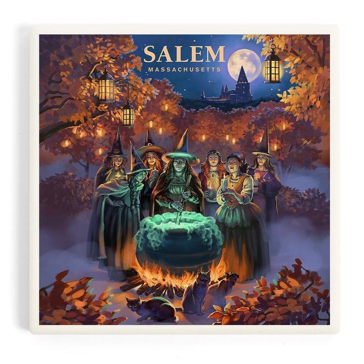 Salem, Massachusetts, Oil Painting, Witch's, Coasters
