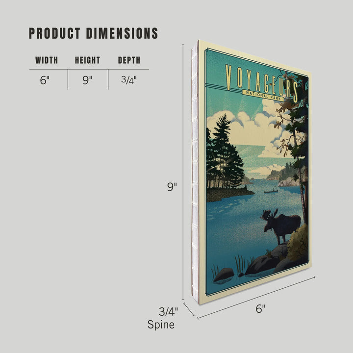 Lined 6x9 Journal, Voyageurs National Park, Minnesota, Lithograph National Park Series, Lay Flat, 193 Pages, FSC paper