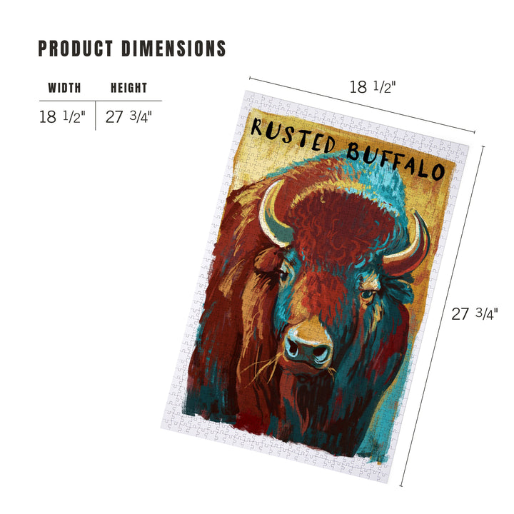 Rusted Buffalo, Bison, Vivid, Jigsaw Puzzle
