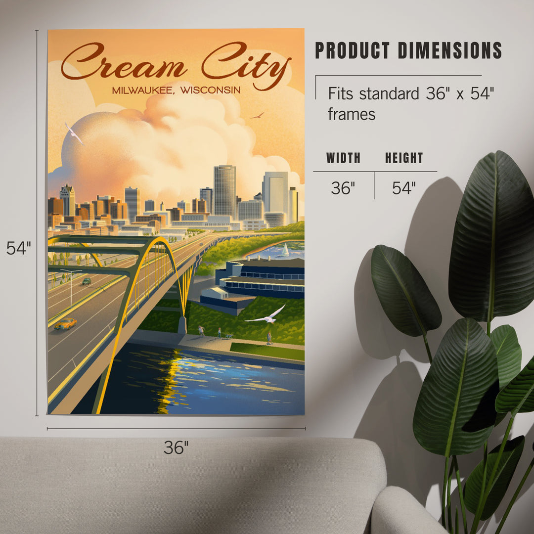 Milwaukee, Wisconsin, Lithograph City Series, Cream City, Art & Giclee Prints