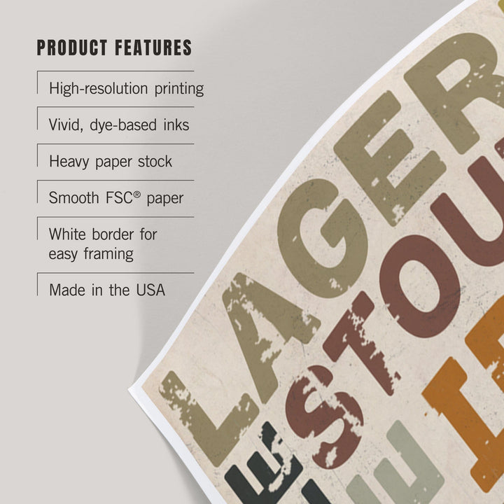 Beer Typography, Types of Beer, Art & Giclee Prints Art Lantern Press 