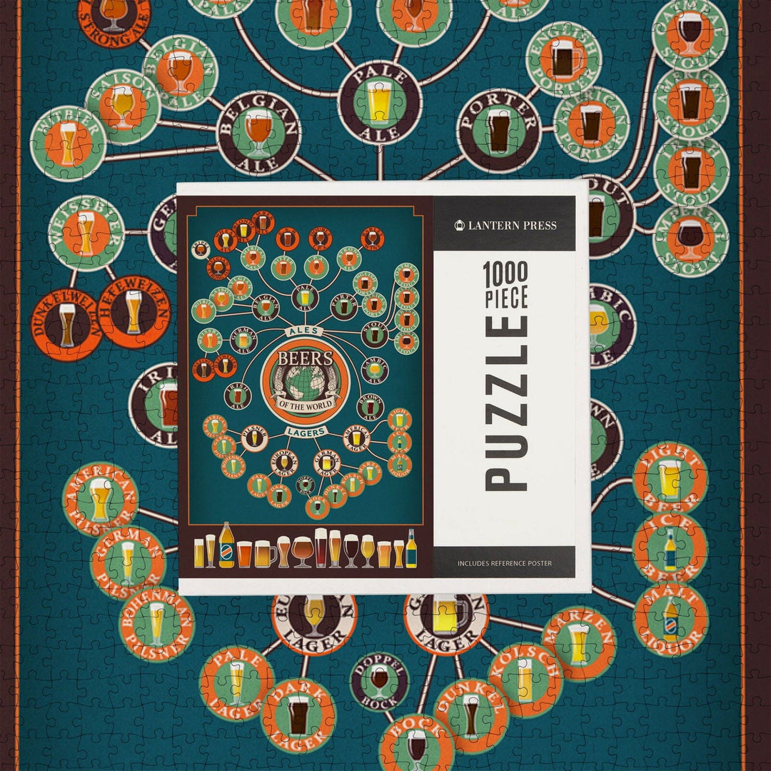 Beers of the World Infographic, Jigsaw Puzzle Puzzle Lantern Press 