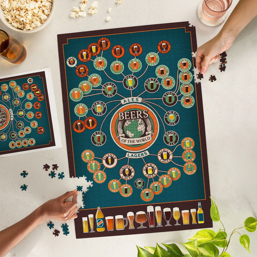 Beers of the World Infographic, Jigsaw Puzzle Puzzle Lantern Press 