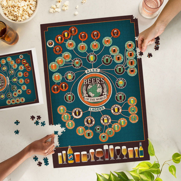Beers of the World Infographic, Jigsaw Puzzle Puzzle Lantern Press 