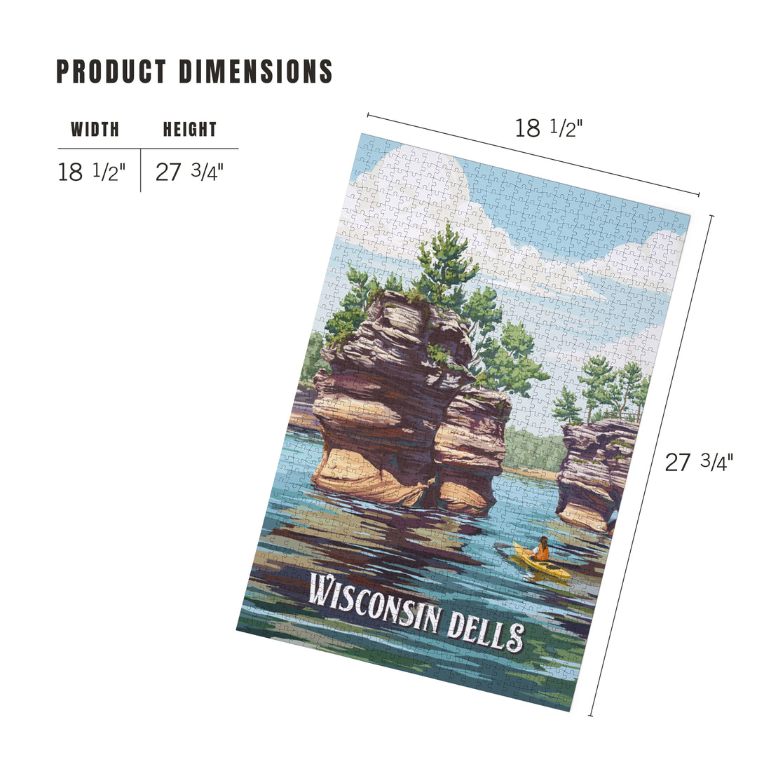 Wisconsin Dells, Haystack Rock, Painterly, 1000 Piece Jigsaw Puzzle
