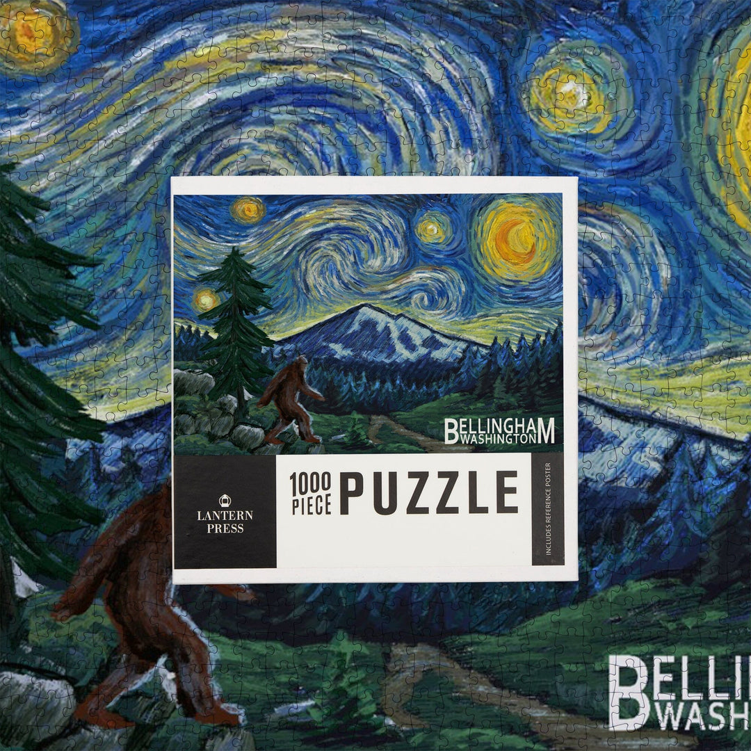 Bellingham, Washington, Bigfoot, Starry Night, Jigsaw Puzzle Puzzle Lantern Press 
