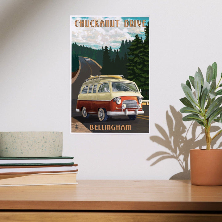 Bellingham, Washington, Chuckanut Drive, Camper Van, Art & Giclee Prints Art Lantern Press 