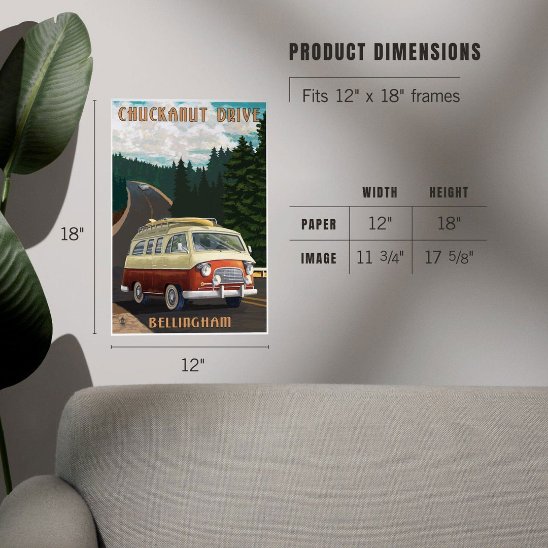 Bellingham, Washington, Chuckanut Drive, Camper Van, Art & Giclee Prints Art Lantern Press 