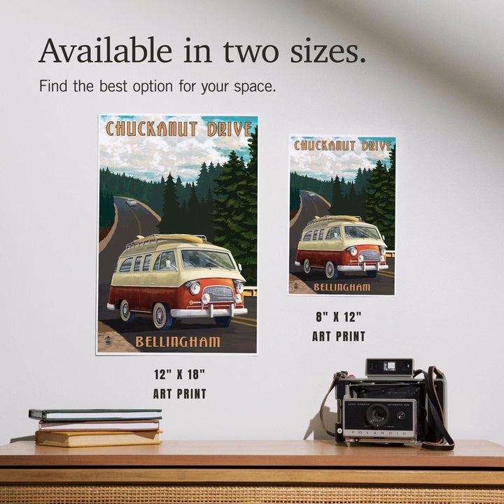 Bellingham, Washington, Chuckanut Drive, Camper Van, Art & Giclee Prints Art Lantern Press 