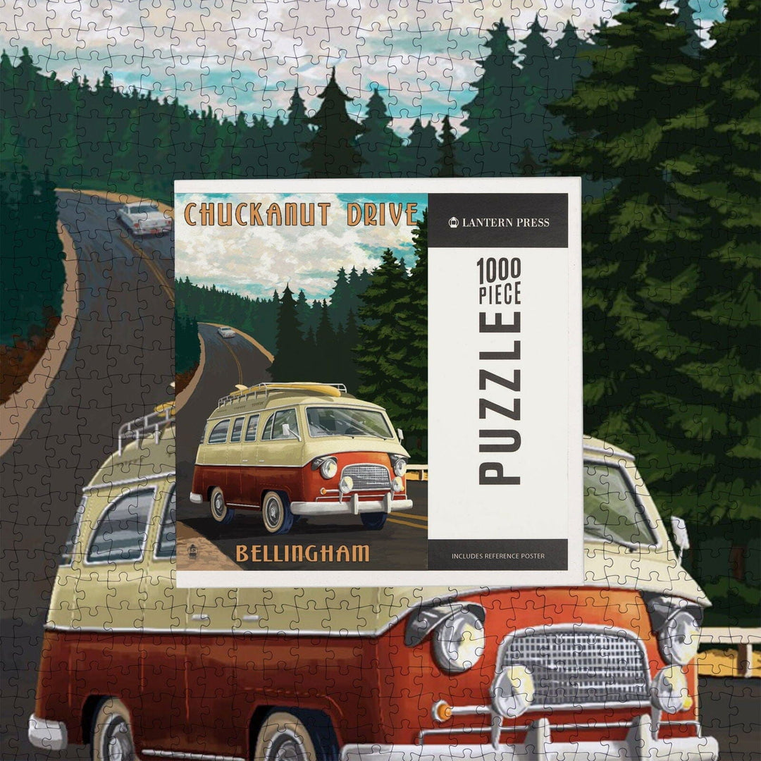 Bellingham, Washington, Chuckanut Drive, Camper Van, Jigsaw Puzzle Puzzle Lantern Press 