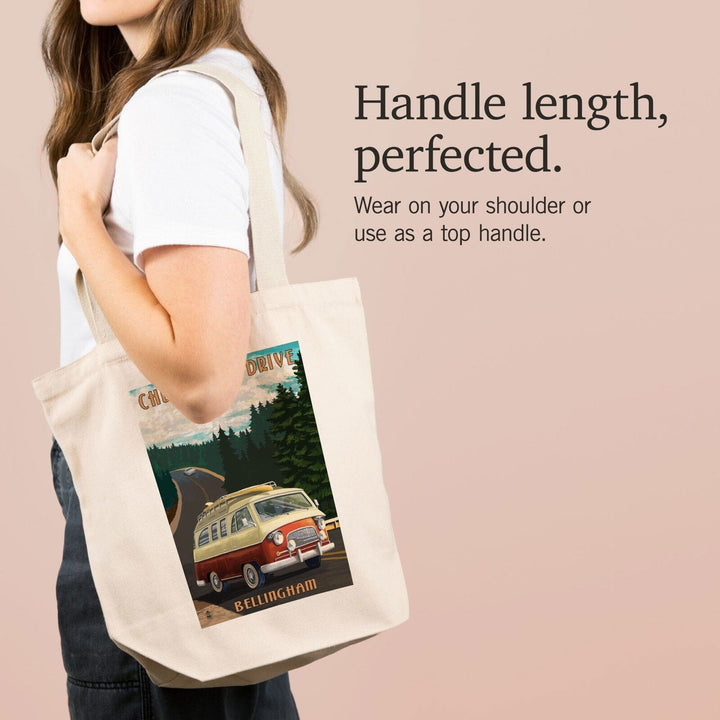 Bellingham, Washington, Chuckanut Drive, Camper Van, Lantern Press Artwork, Tote Bag Totes Lantern Press 