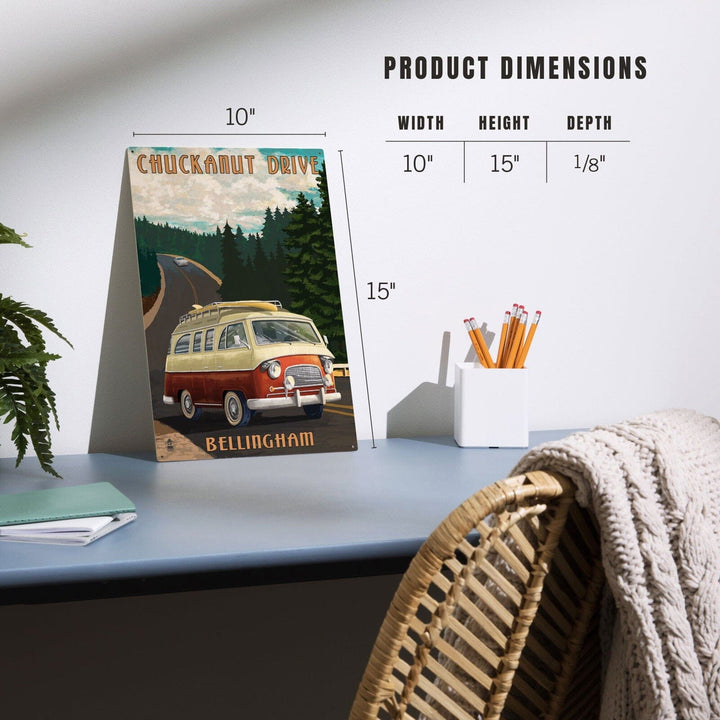 Bellingham, Washington, Chuckanut Drive, Camper Van, Lantern Press Artwork, Wood Signs and Postcards Wood Lantern Press 