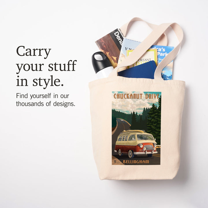 Bellingham, Washington, Chuckanut Drive, Camper Van, Tote Bag Totes Lantern Press 