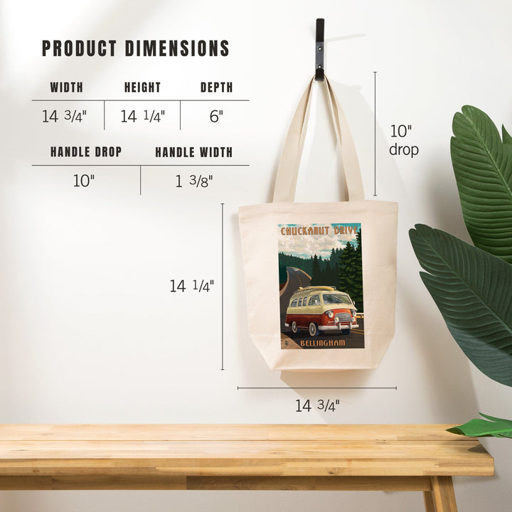 Bellingham, Washington, Chuckanut Drive, Camper Van, Tote Bag Totes Lantern Press 