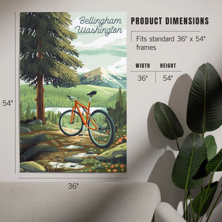 Bellingham, Washington, Get Outside Series, Off To Wander, Cycling with Mountains, Art & Giclee Prints Art Lantern Press 