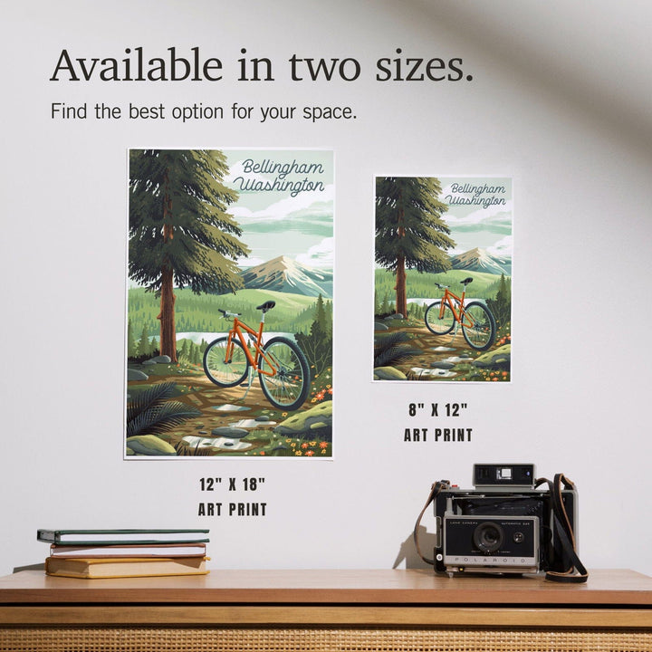 Bellingham, Washington, Get Outside Series, Off To Wander, Cycling with Mountains, Art & Giclee Prints Art Lantern Press 