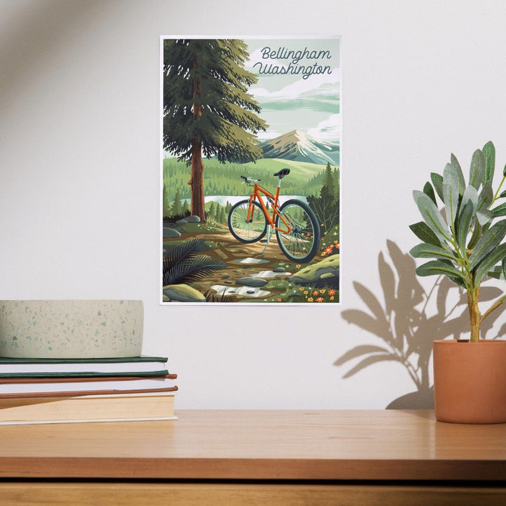 Bellingham, Washington, Get Outside Series, Off To Wander, Cycling with Mountains, Art & Giclee Prints Art Lantern Press 