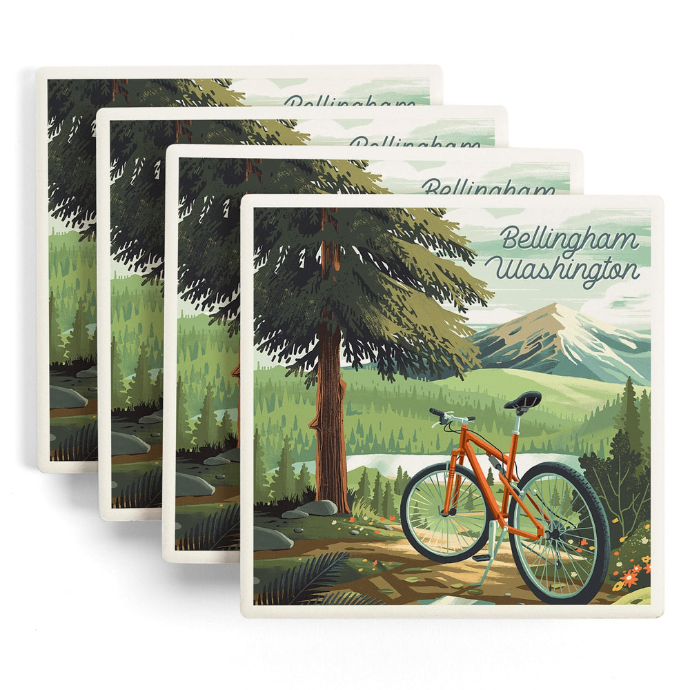Bellingham, Washington, Get Outside Series, Off To Wander, Cycling with Mountains, Coasters Coasters Lantern Press 