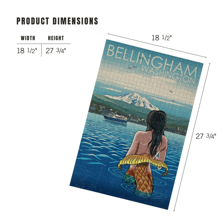 Bellingham, Washington, Mermaid and Mount Baker, Jigsaw Puzzle Puzzle Lantern Press 