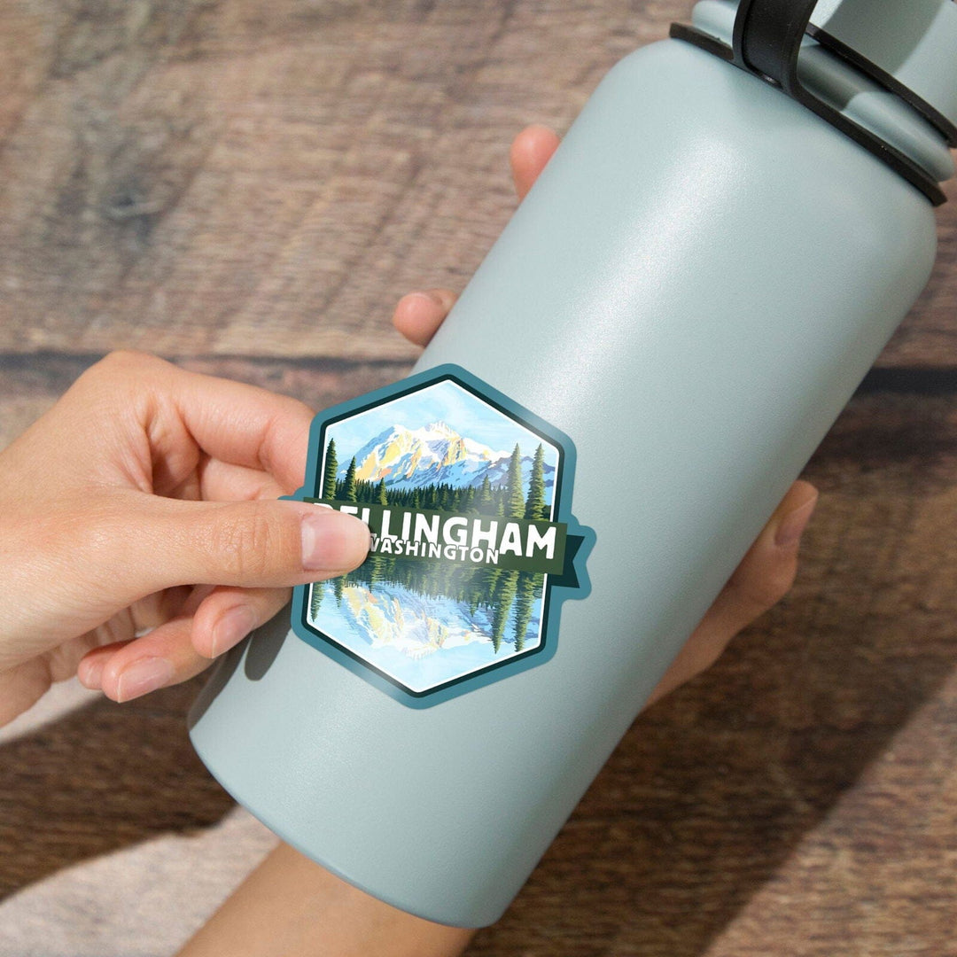 Bellingham, Washington, Mount Shuksan, Contour, Lantern Press Artwork, Vinyl Sticker Sticker Lantern Press 