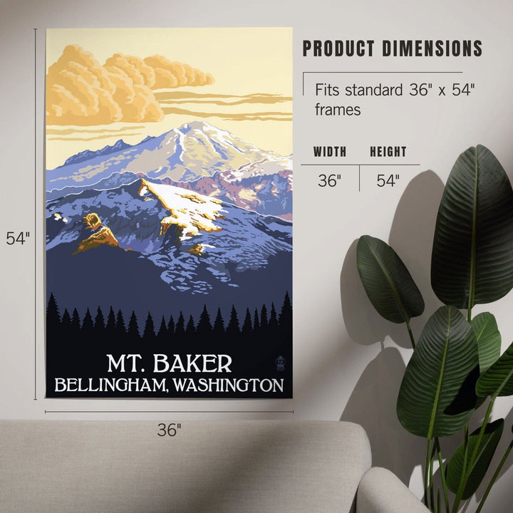 Bellingham, Washington, Mt. Baker with Yellow Clouds Lantern Press Artwork, Art & Giclee Prints Art Lantern Press 