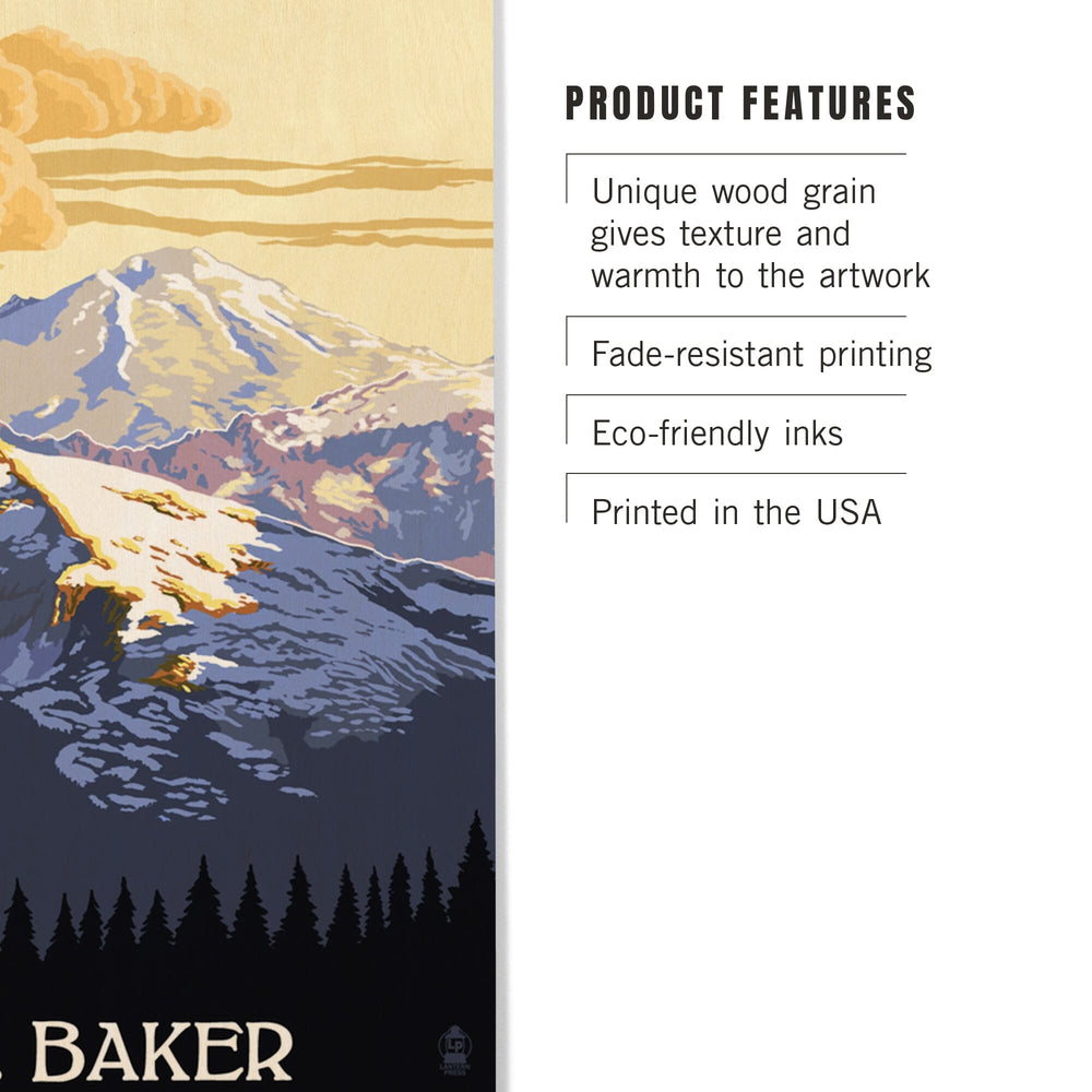 Bellingham, Washington, Mt. Baker with Yellow Clouds Lantern Press Artwork, Wood Signs and Postcards Wood Lantern Press 