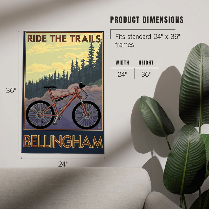 Bellingham, Washington, Ride the Trails, Art & Giclee Prints Art Lantern Press 