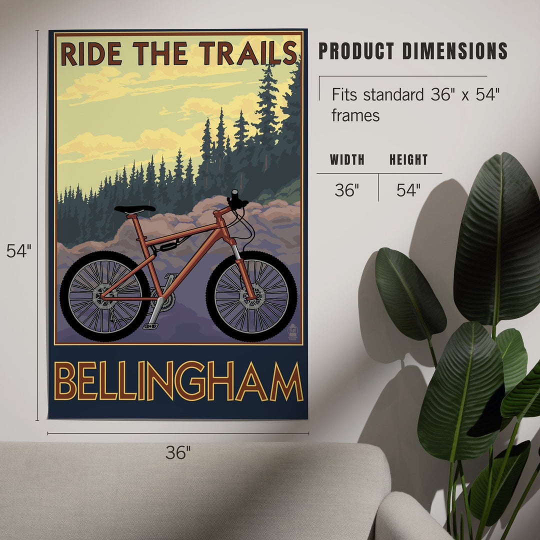 Bellingham, Washington, Ride the Trails, Art & Giclee Prints Art Lantern Press 