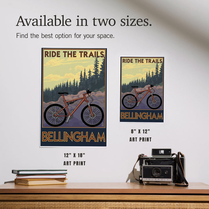 Bellingham, Washington, Ride the Trails, Art & Giclee Prints Art Lantern Press 