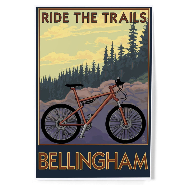 Bellingham, Washington, Ride the Trails, Art & Giclee Prints Art Lantern Press 