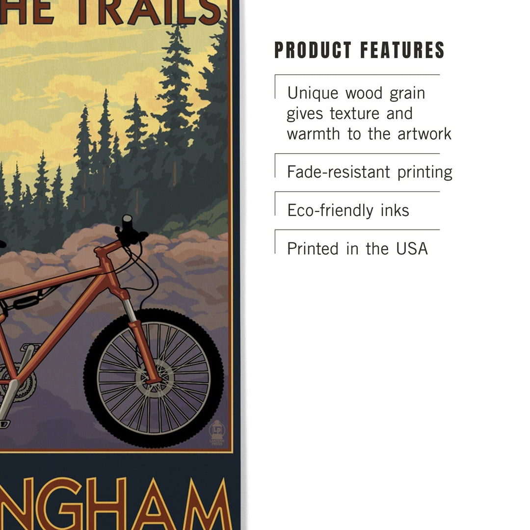 Bellingham, Washington, Ride the Trails, Lantern Press Artwork, Wood Signs and Postcards Wood Lantern Press 