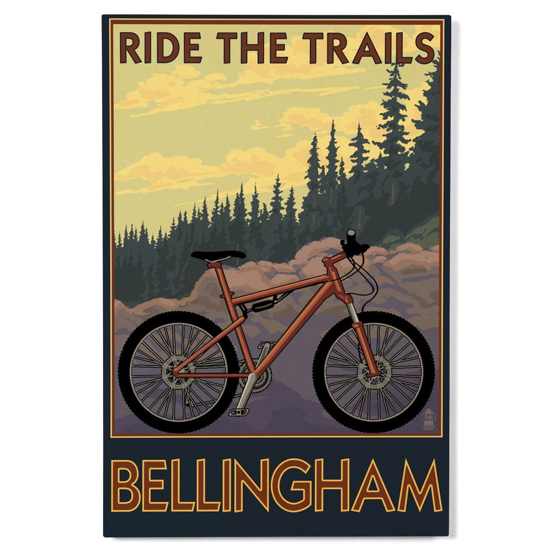 Bellingham, Washington, Ride the Trails, Lantern Press Artwork, Wood Signs and Postcards Wood Lantern Press 