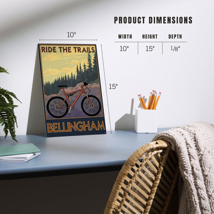 Bellingham, Washington, Ride the Trails, Lantern Press Artwork, Wood Signs and Postcards Wood Lantern Press 