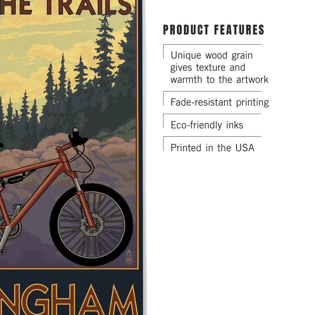 Bellingham, Washington, Ride the Trails, Lantern Press Artwork, Wood Signs and Postcards Wood Lantern Press 