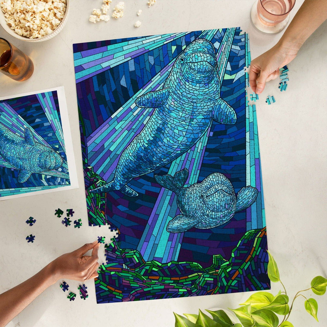 Beluga, Mosaic, Jigsaw Puzzle Puzzle Lantern Press 