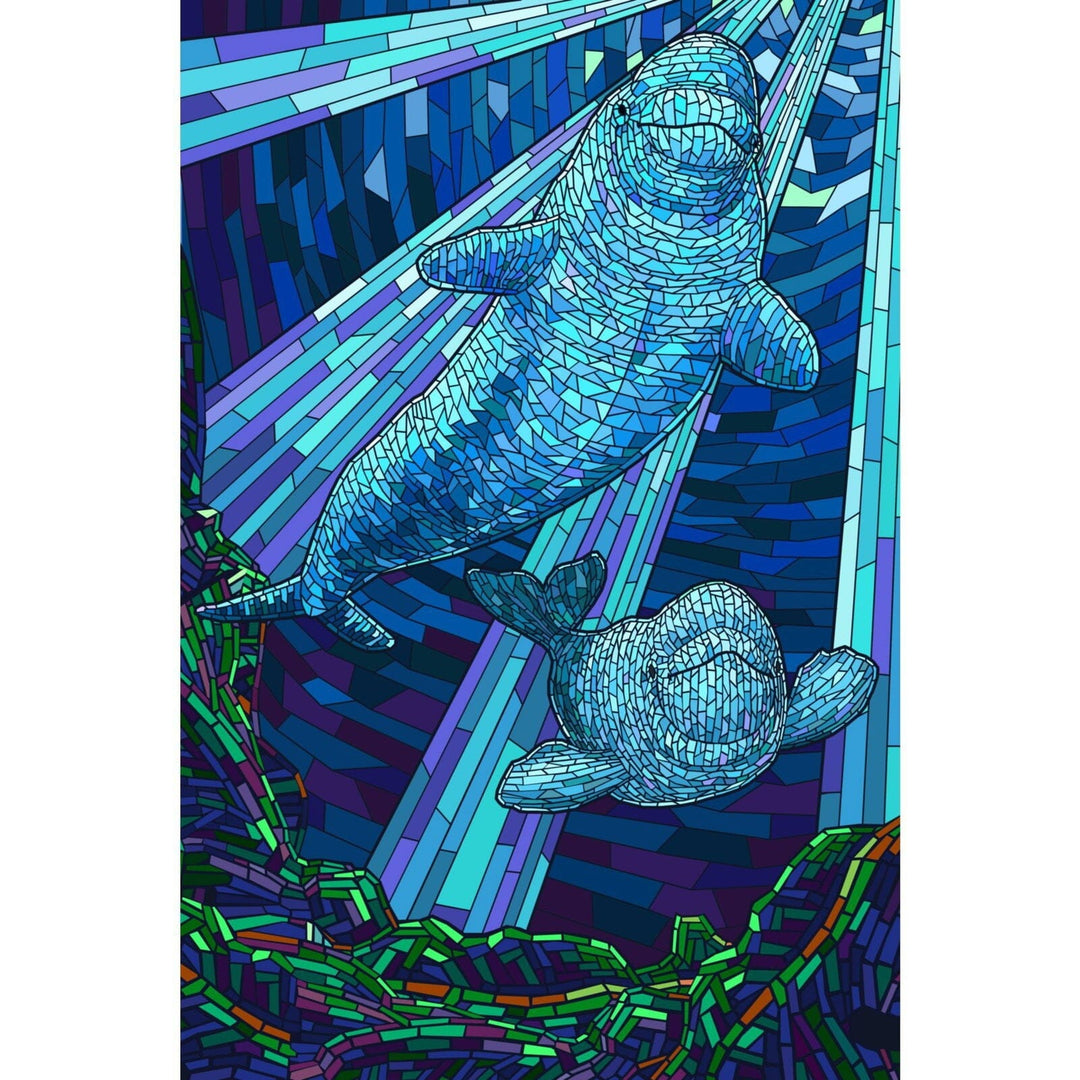 Beluga, Mosaic, Lantern Press Artwork, Stretched Canvas Canvas Lantern Press 