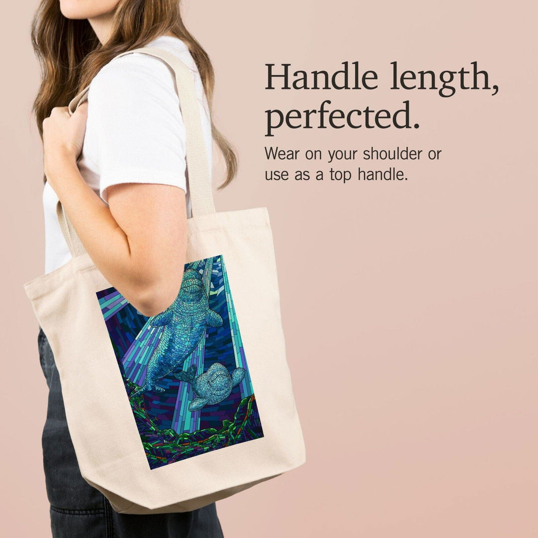 Beluga, Mosaic, Lantern Press Artwork, Tote Bag Totes Lantern Press 