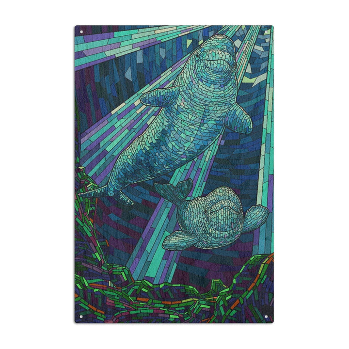 Beluga, Mosaic, Lantern Press Artwork, Wood Signs and Postcards Wood Lantern Press 6x9 Wood Sign 