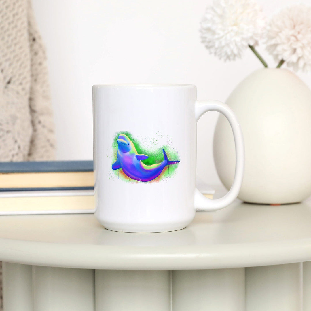 Beluga Whale, Vivid Colors, Lantern Press Artwork, Ceramic Mug Mugs Lantern Press 