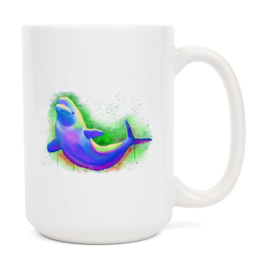 Beluga Whale, Vivid Colors, Lantern Press Artwork, Ceramic Mug Mugs Lantern Press 