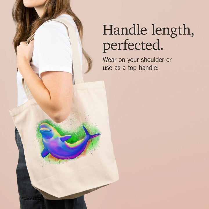 Beluga Whale, Vivid Colors, Lantern Press Artwork, Tote Bag Totes Lantern Press 